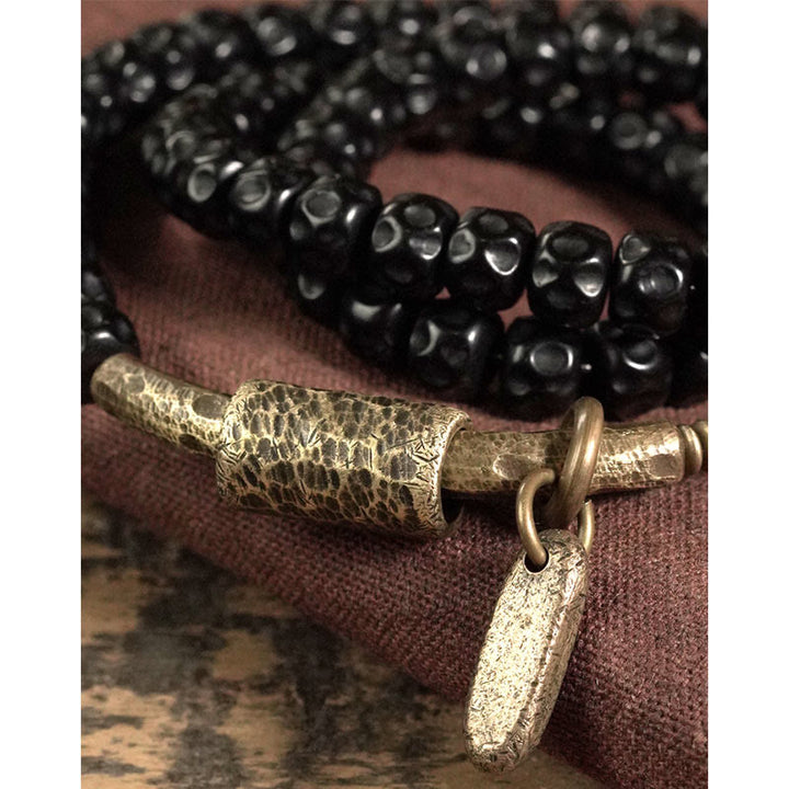 Bracelet triple tour en cuivre et coquille de noix de coco rétro Buddha Stones