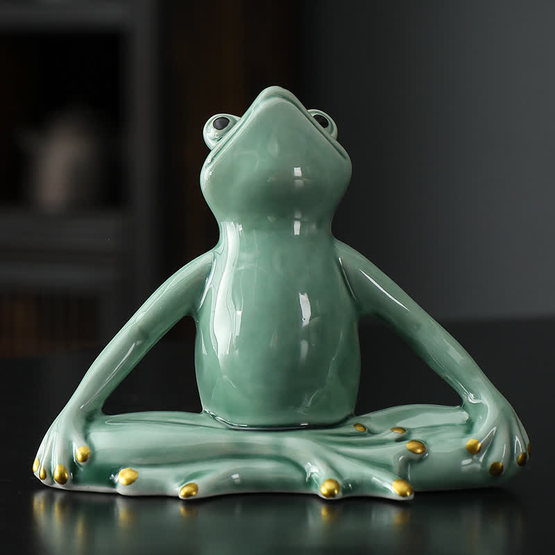 Statue décorative en céramique représentant une grenouille zen en méditation - Grenouille de méditation - Vert - image 4