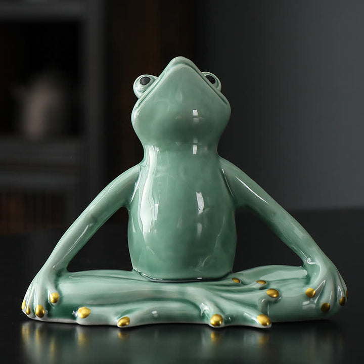 Statue décorative en céramique représentant une grenouille zen en méditation - Grenouille de méditation - Vert - image 4