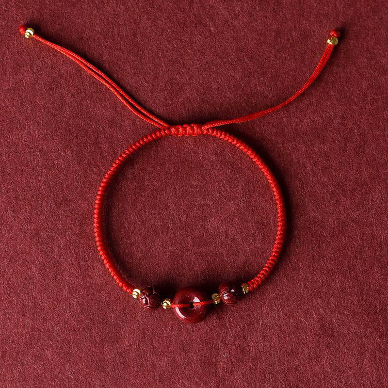 Bracelet tressé avec boucle de paix et bénédiction en Buddha Stones fait à la main en cinabre et lotus - image 11
