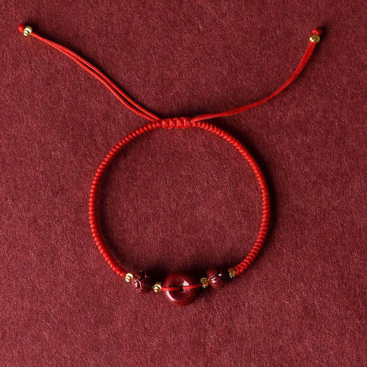 Bracelet tressé avec boucle de paix et bénédiction en Buddha Stones fait à la main en cinabre et lotus - image 11