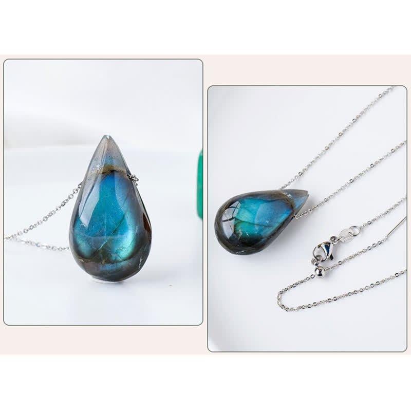 Collier pendentif de guérison en forme de goutte d'eau en labradorite Buddha Stones - image 7