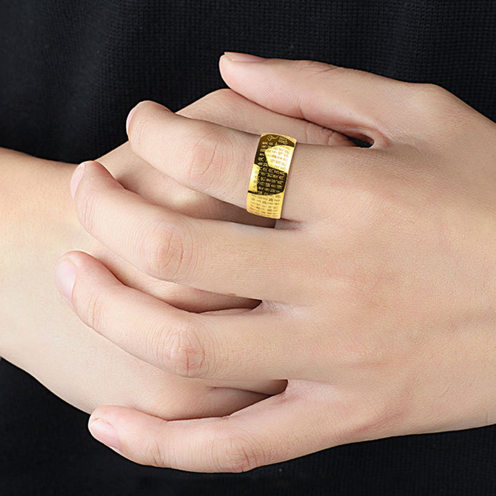Bague porte-bonheur Buddha Stones Feng Shui Bouddhisme Sutra du cœur antique