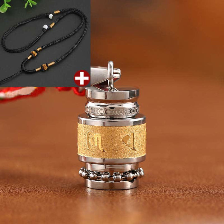 Collier pendentif amulette de sagesse en acier titane avec Buddha Stones tibétaines Om Mani Padme Hum Shurangama Mantra - 1,2 cm * 1,8 cm - Or - Corde noire - image 8