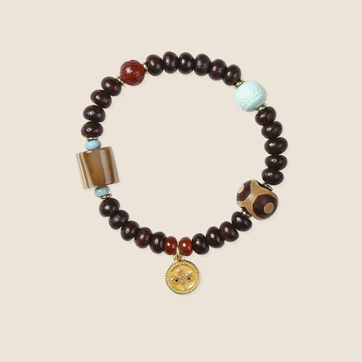 Bracelet en perles de Bodhi violettes naturelles du Tibet Buddha Stones et perles Dzi Dieu de la richesse et de la sagesse