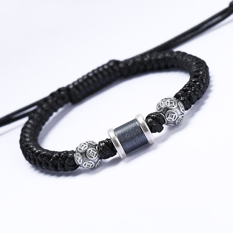 Bracelet en fil tressé avec perles en cuivre et argent sterling 999 de Buddha Stones