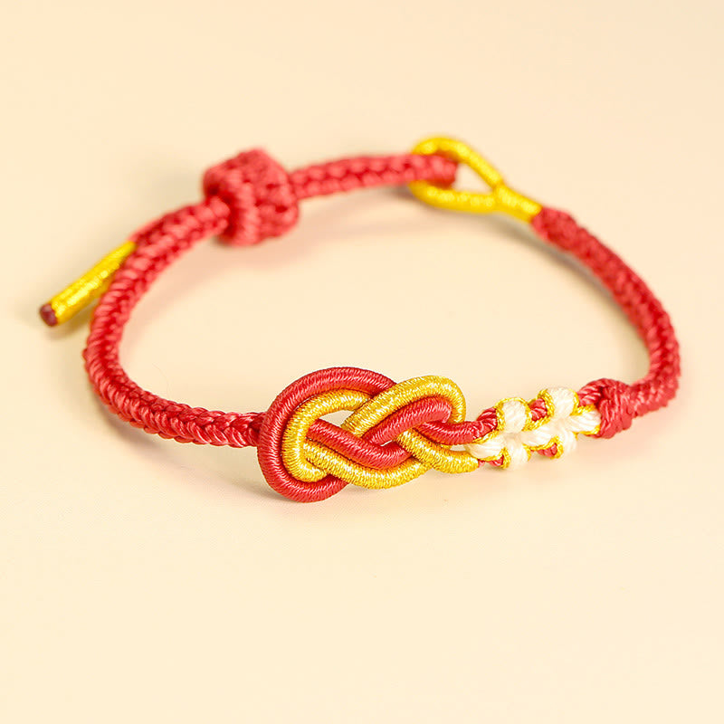 Bracelet de connexion porte-bonheur en forme de nœud de paix à huit fils fabriqué à la main par Buddha Stones
