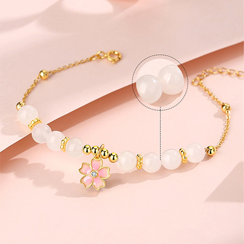 Bracelet de protection en argent sterling 925 et jade blanc Hetian Buddha Stones