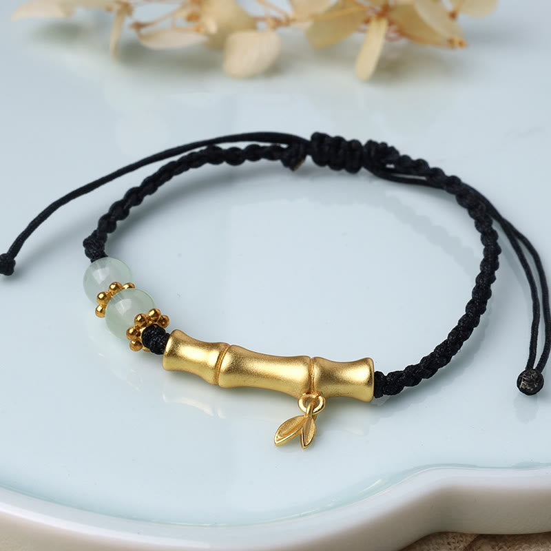 Bracelet tressé en bambou Buddha Stones et motif porte-bonheur