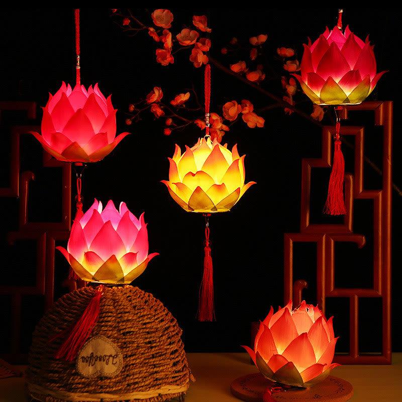 Lampe à pompon en forme de lanterne en forme de Buddha Stones et de fleur de lotus à faire soi-même