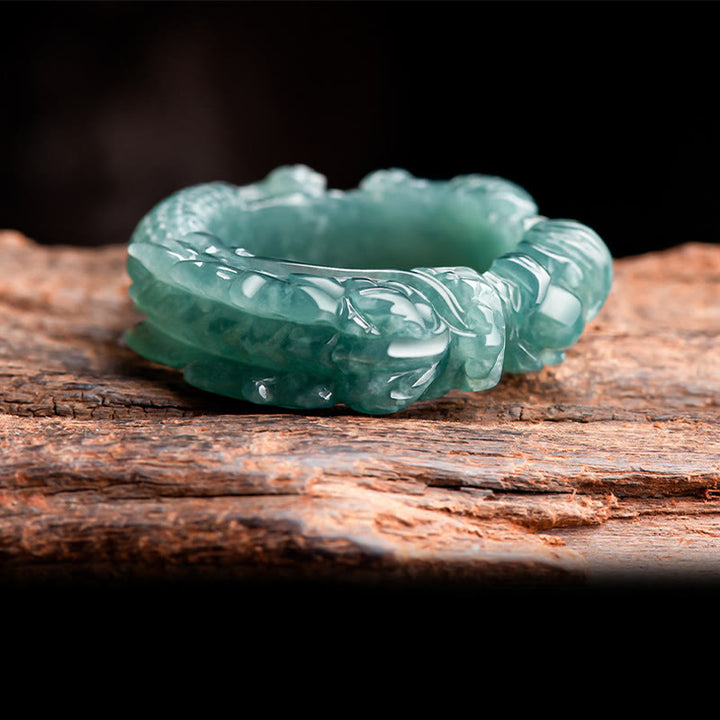 Bague de réussite en jade naturel avec dragon et Buddha Stones - image 3