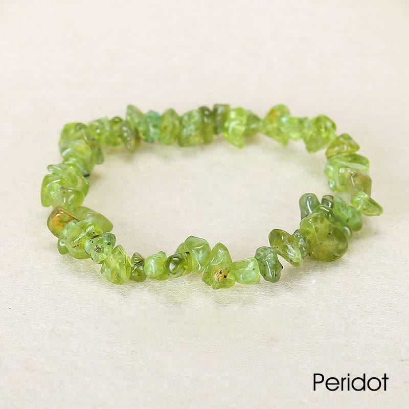 Bracelet apaisant et chaleureux en pierre de cristal de forme irrégulière naturelle - Péridot (Tour de poignet : 15-18 cm) - image 50