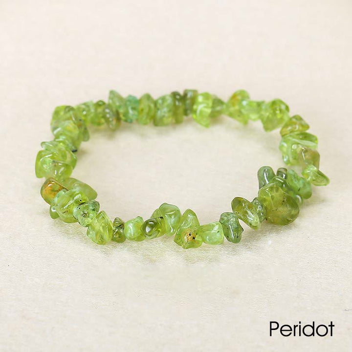 Bracelet apaisant et chaleureux en pierre de cristal de forme irrégulière naturelle - Péridot (Tour de poignet : 15-18 cm) - image 50