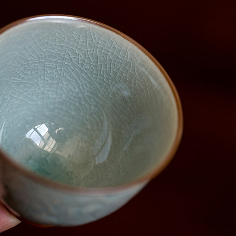 Tasse à thé en céramique sculptée Buddha Stones Lotus Tasse à thé Kung Fu