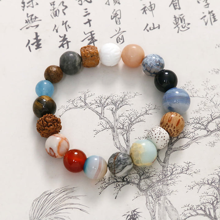 Bracelet en pierre de cristal de graine de Bodhi naturelle en agate de Buddha Stones pour éloigner les mauvais esprits