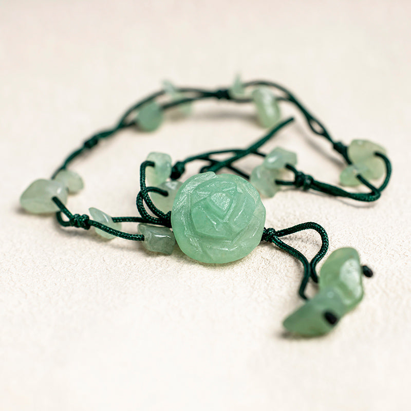 Buddha Stones Améthyste Cristal Rose Aventurine Verte Bracelet de Cheville de Guérison de la Paix Intérieure