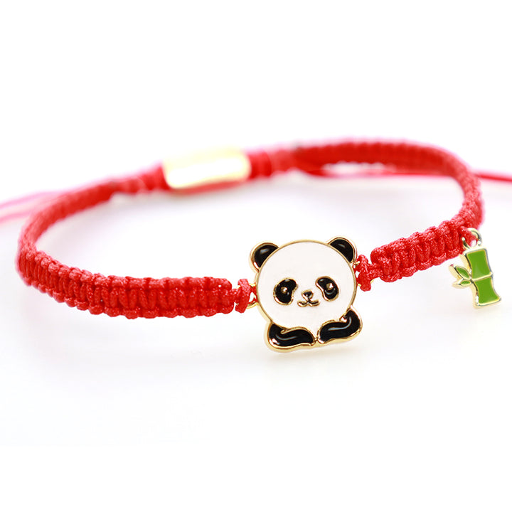 Bracelet porte-bonheur en bambou tibétain fait main avec Buddha Stones rouge