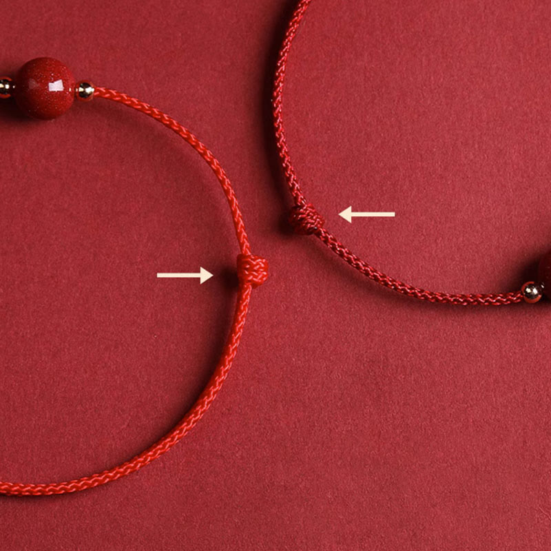 Bracelet de cheville en perles de cinabre porte-bonheur naturelles en Buddha Stones