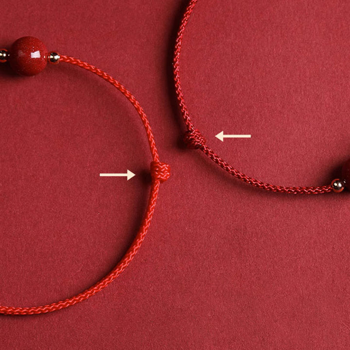 Bracelet de cheville en perles de cinabre porte-bonheur naturelles en Buddha Stones