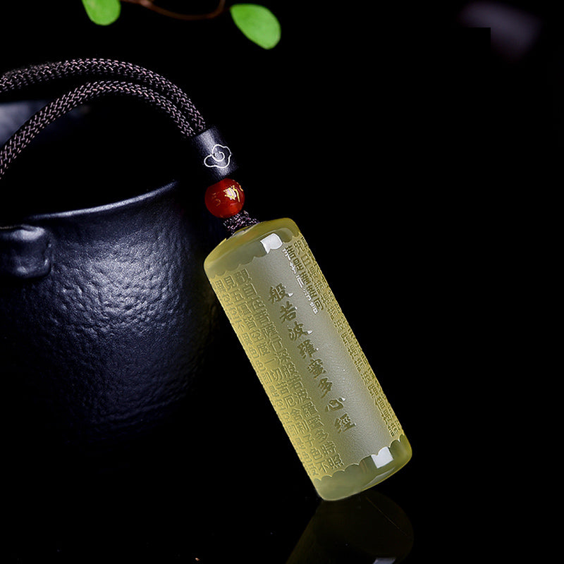 Collier pendentif force bonheur citrine Sutra du cœur