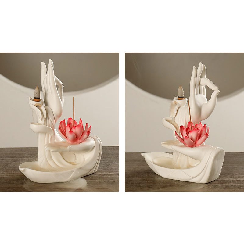 Pierres de Bouddha Brûleur d'encens tibétain avec bénédiction du lotus