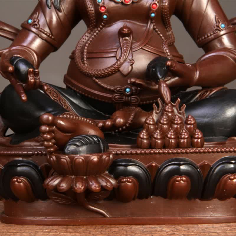 Figurine Bodhisattva Jambhala jaune Statue de compassion en cuivre Décoration de bureau à domicile