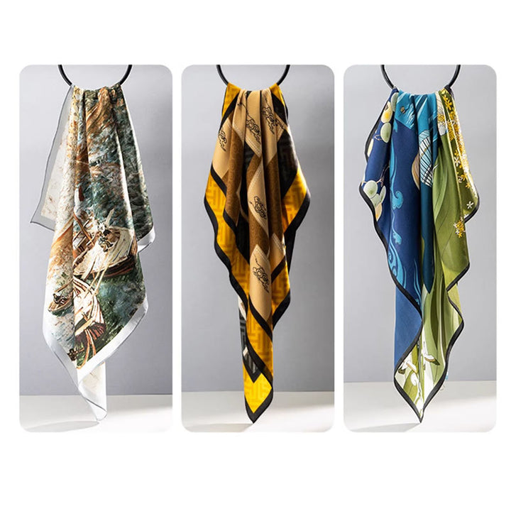 Écharpe en soie de mûrier 100 % peinture à l'huile de la jungle avec Buddha Stones et nuages ​​de bon augure, écharpe de cou en soie double face de qualité supérieure 6A - image 31