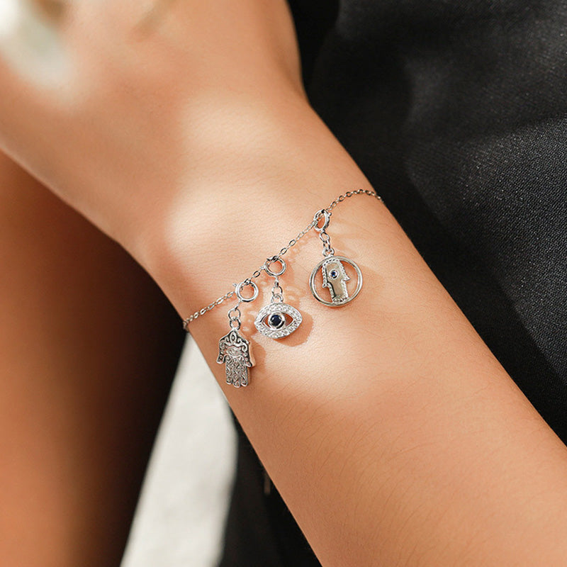 Collier pendentif en argent sterling 925 avec symbole Hamsa et mauvais œil pour la prospérité et la chance - image 2