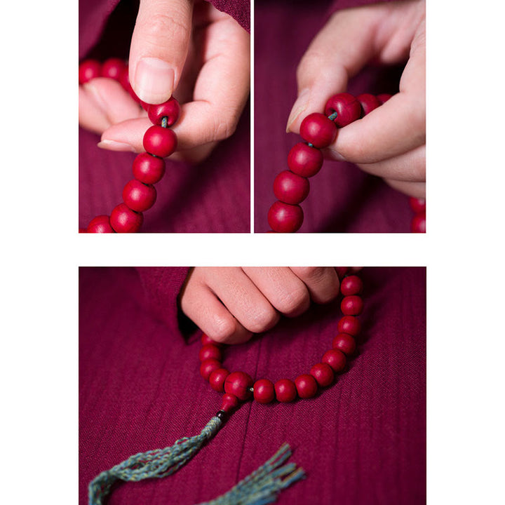 Bracelet Mala en bois d'Abelia Biflora de Buddha Stones pour éloigner les mauvais esprits