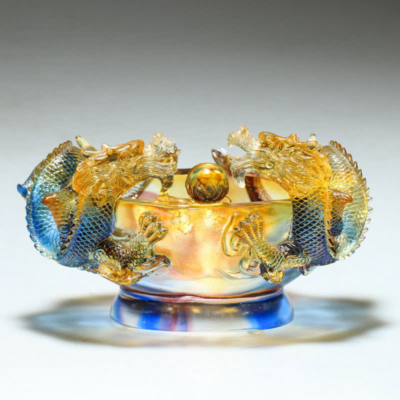 Buddha Stones Feng Shui Zodiaque chinois Dragon Fait à la main Pièce d'art en cristal Liuli Protection Décoration de bureau à domicile - image 4