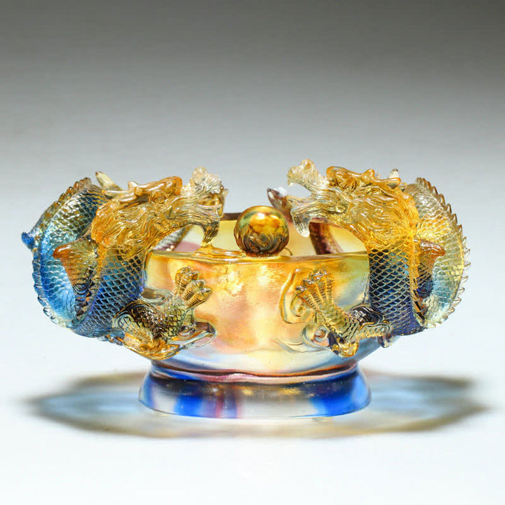 Buddha Stones Feng Shui Zodiaque chinois Dragon Fait à la main Pièce d'art en cristal Liuli Protection Décoration de bureau à domicile - image 4