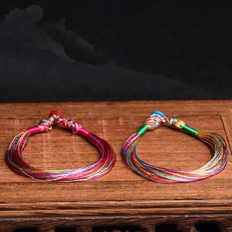 Bracelet tibétain fait main en Buddha Stones avec cinq fils colorés pour protection du festival des bateaux-dragons, pour adultes et enfants
