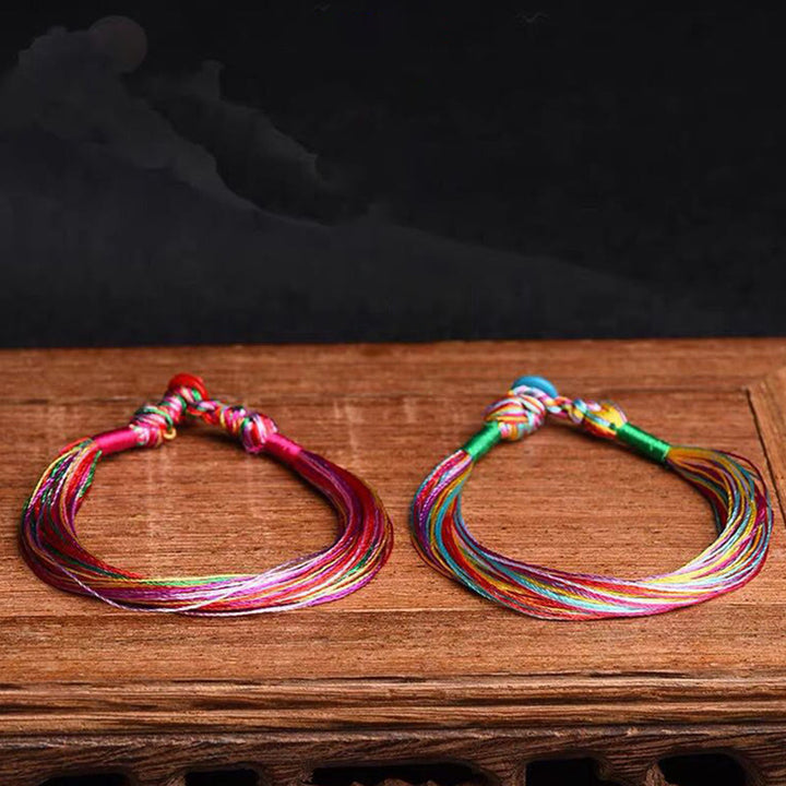 Bracelet tibétain fait main en Buddha Stones avec cinq fils colorés pour protection du festival des bateaux-dragons, pour adultes et enfants