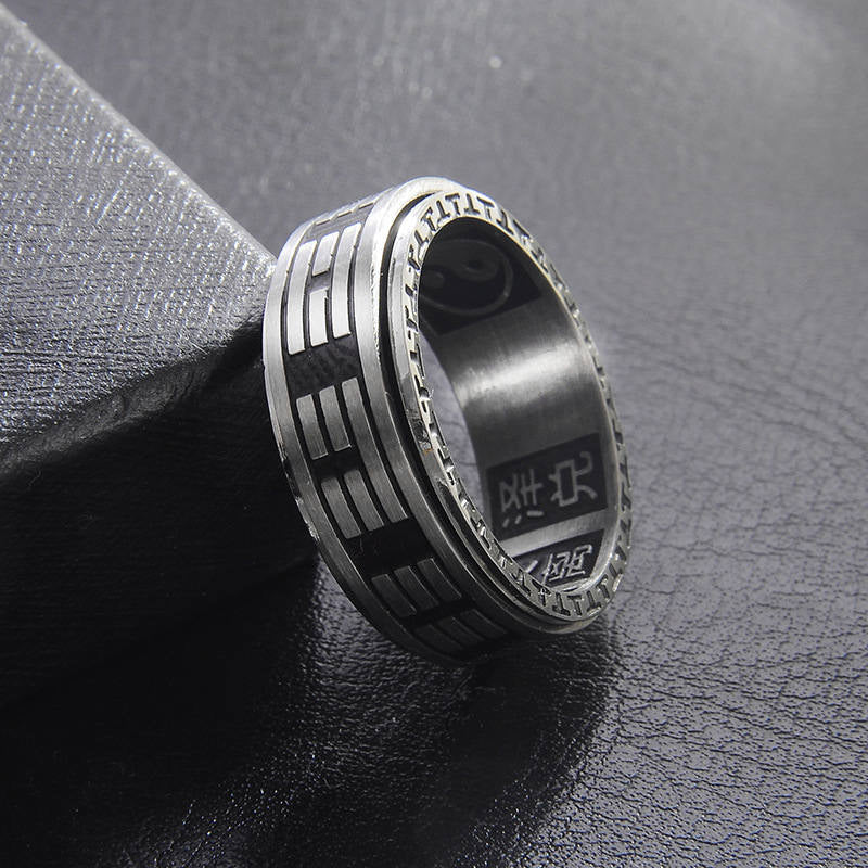 Buddha Stones Bagua Yin Yang titane acier Balance anneau rotatif