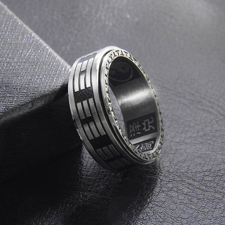 Buddha Stones Bagua Yin Yang titane acier Balance anneau rotatif