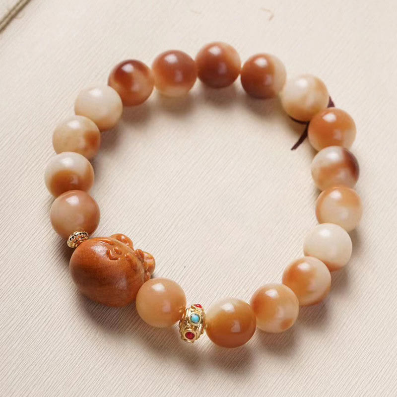 Bracelet de paix en forme de lapin avec de jolies graines de Bodhi naturelles et des Buddha Stones