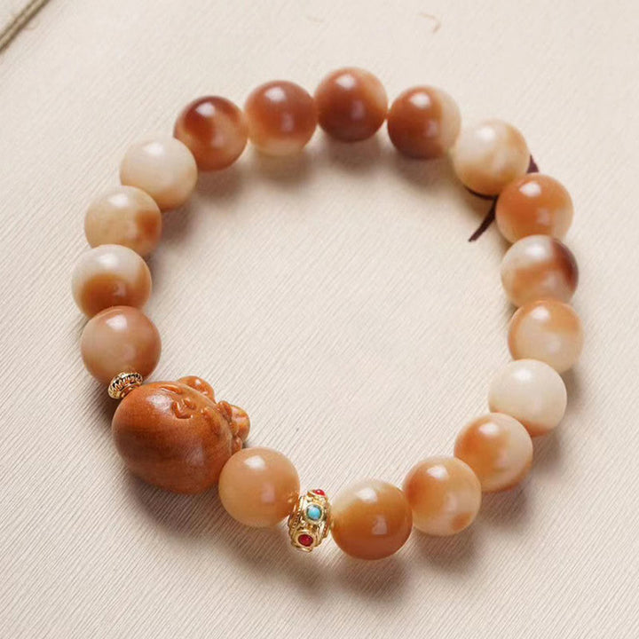 Bracelet de paix en forme de lapin avec de jolies graines de Bodhi naturelles et des Buddha Stones