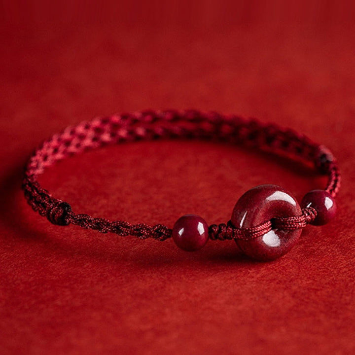 Bracelet de cheville en corde de bénédiction avec breloque en cinabre faite à la main en Buddha Stones