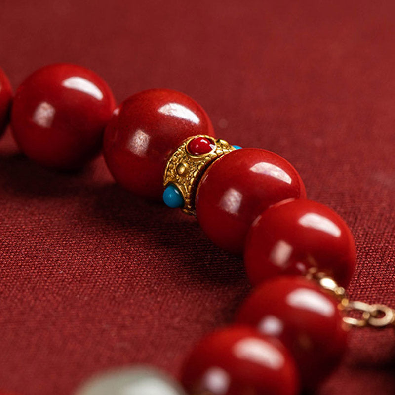 Bracelet de protection et de guérison en jade cinabre et Buddha Stones