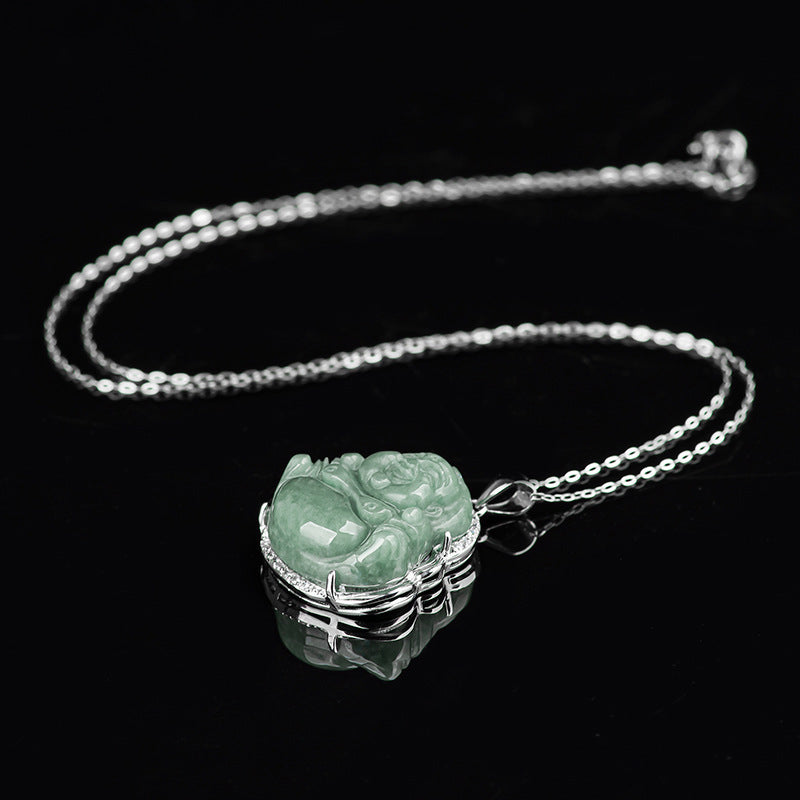 Buddha Stones en argent sterling 925 et jade Bouddha rieur - image 10