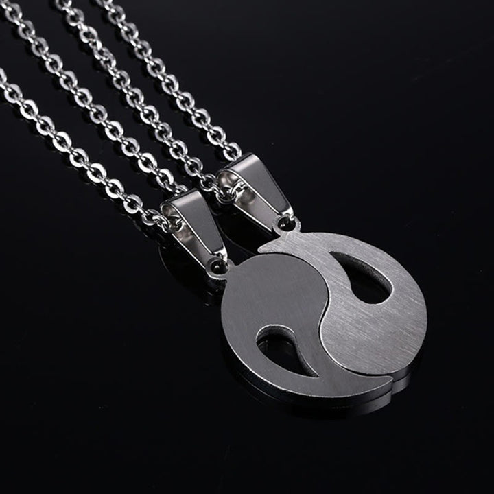 Collier avec pendentif Yin Yang pour couple, 2 pièces