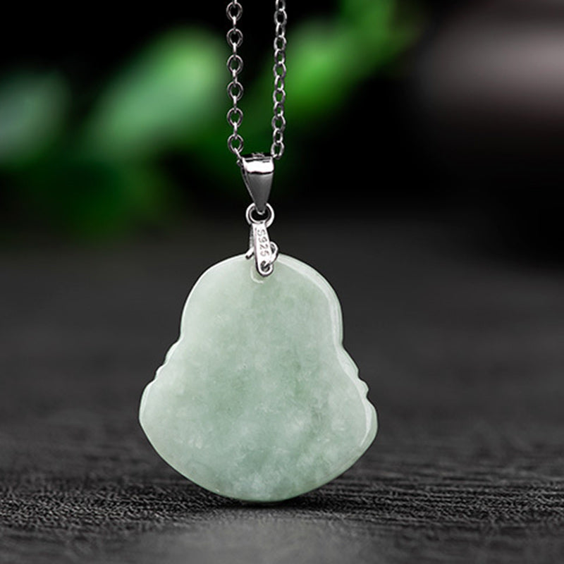 Collier Buddha Stones rieur en jade, pierre de Bouddha, avec chaîne en acier titane et pierre de Bouddha. - image 6
