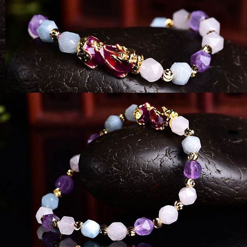 Bracelet porte-bonheur Pixiu en améthyste naturelle