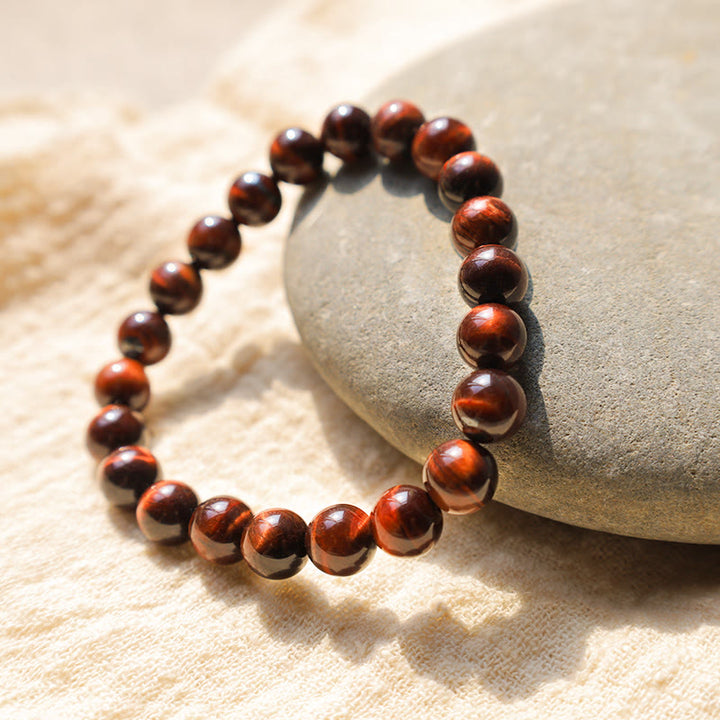 Bracelet de perles de guérison en œil de tigre naturel Buddha Stones - 8 mm - image 2