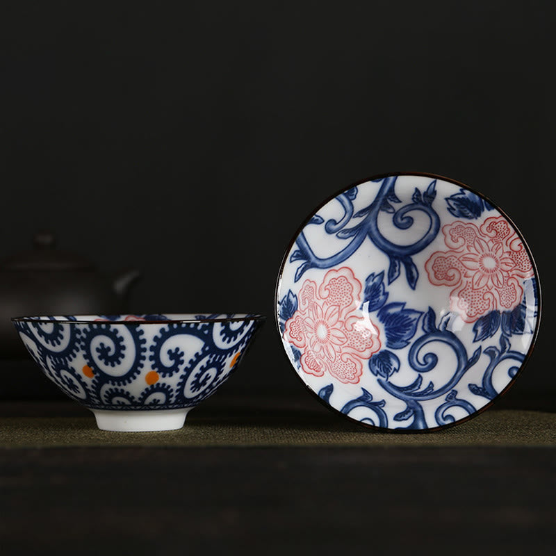 Buddha Stones Fleurs Fu Caractère Montagnes Lotus Fleurs de cerisier Tasse à thé en céramique Tasse à thé Kung Fu