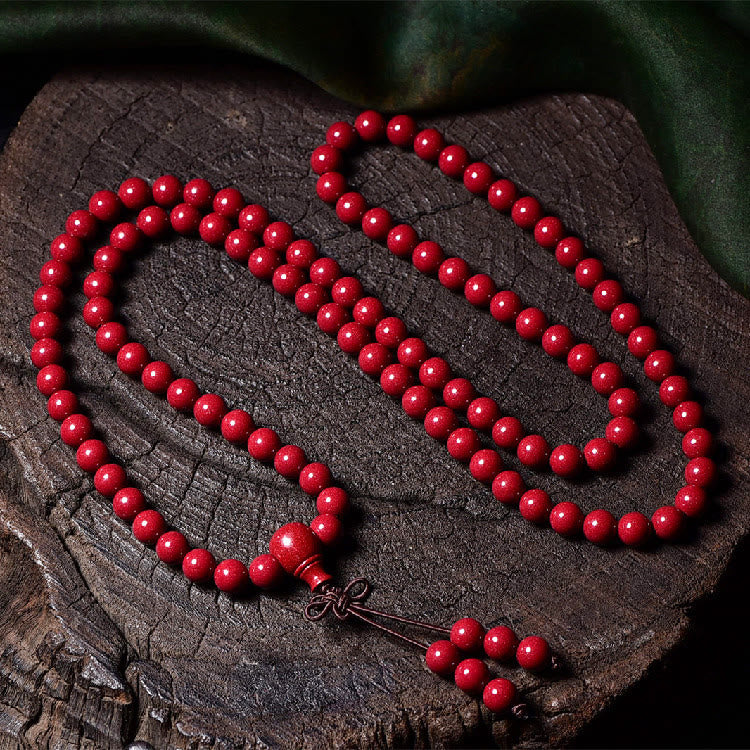 Bracelet de bénédiction gravé avec 108 Buddha Stones de Mala en cinabre et motif Om Mani Padme Hum - Perles rondes de 8 mm x 108 - image 17