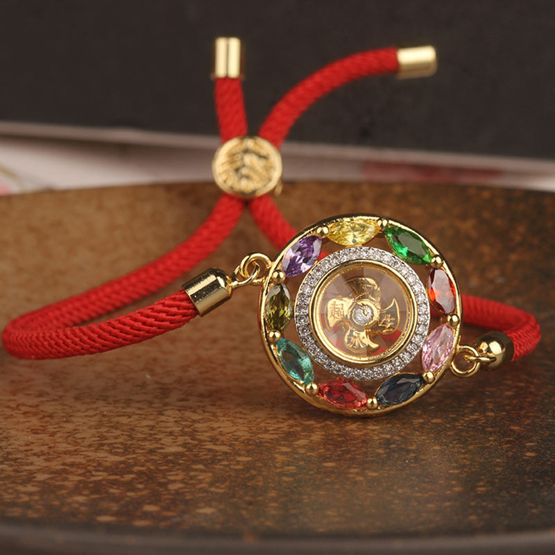 Collier pendentif en Buddha Stones colorées en cuivre et zircon pour la richesse et la chance