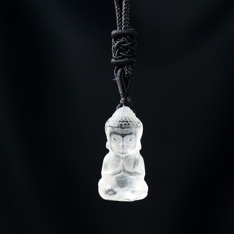 Buddha Stones Divers Cristal Améthyste Cristal Rose Cristal Blanc Citrine Bouddha Sculpté Guérison Spirituelle Collier Pendentif Décoration - Cristal blanc - Collier et pendentif - image 10