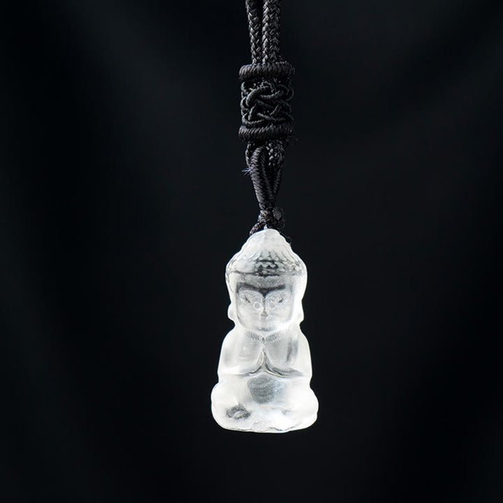 Buddha Stones Divers Cristal Améthyste Cristal Rose Cristal Blanc Citrine Bouddha Sculpté Guérison Spirituelle Collier Pendentif Décoration - Cristal blanc - Collier et pendentif - image 10