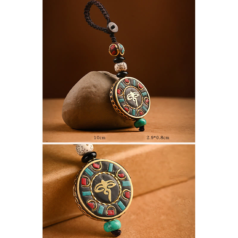 Buddha Stones tibétain Om Mani Padme Hum Bodhi graine paix porte-clés